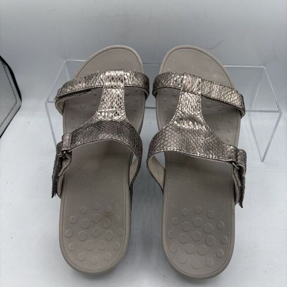 Vionic Pacific Ellie Metallic Snake Pewter Silver Comfort Sandals Women's Size 8 - Picture 4 of 10